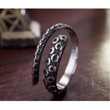 925 Sterling Silver Male Ring Octopus Modelagem Retro Colorhalf Aberto